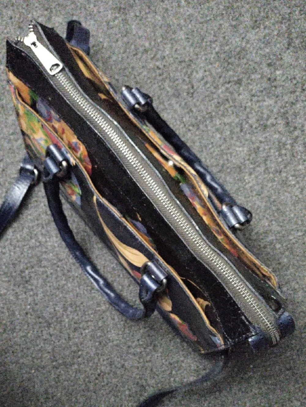 Patricia Nash Navy Multicolor Floral Satchel/Crossbody